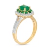 Thumbnail Image 3 of Oval Emerald and 0.25 CT. T.W. Diamond Double Scallop Frame Ring in 10K Gold