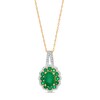 Thumbnail Image 1 of Oval Emerald and 0.15 CT. T.W. Diamond Double Scallop Frame Pendant in 10K Gold
