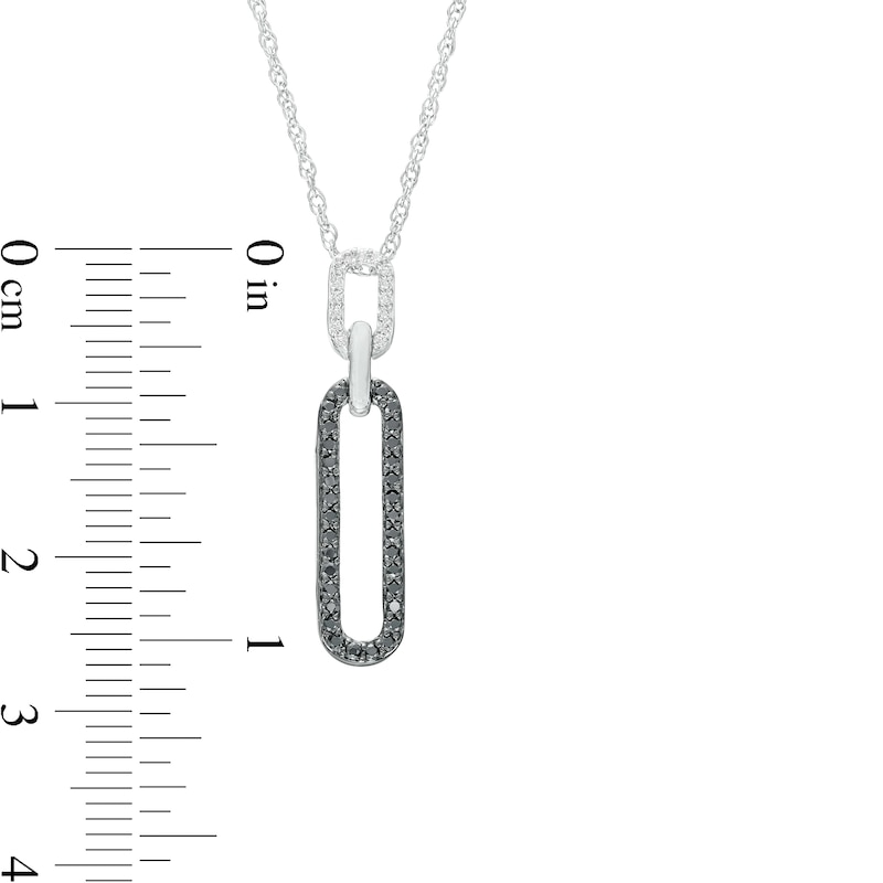 0.20 CT. T.W. Black and White Diamond Paperclip Link Pendant in Sterling Silver