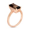 Baguette Smoky Quartz and Diamond Accent Collar Ring in 10K Rose Gold