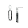 Thumbnail Image 1 of 0.25 CT. T.W. Black and White Diamond Paper Clip Link Drop Earrings in Sterling Silver