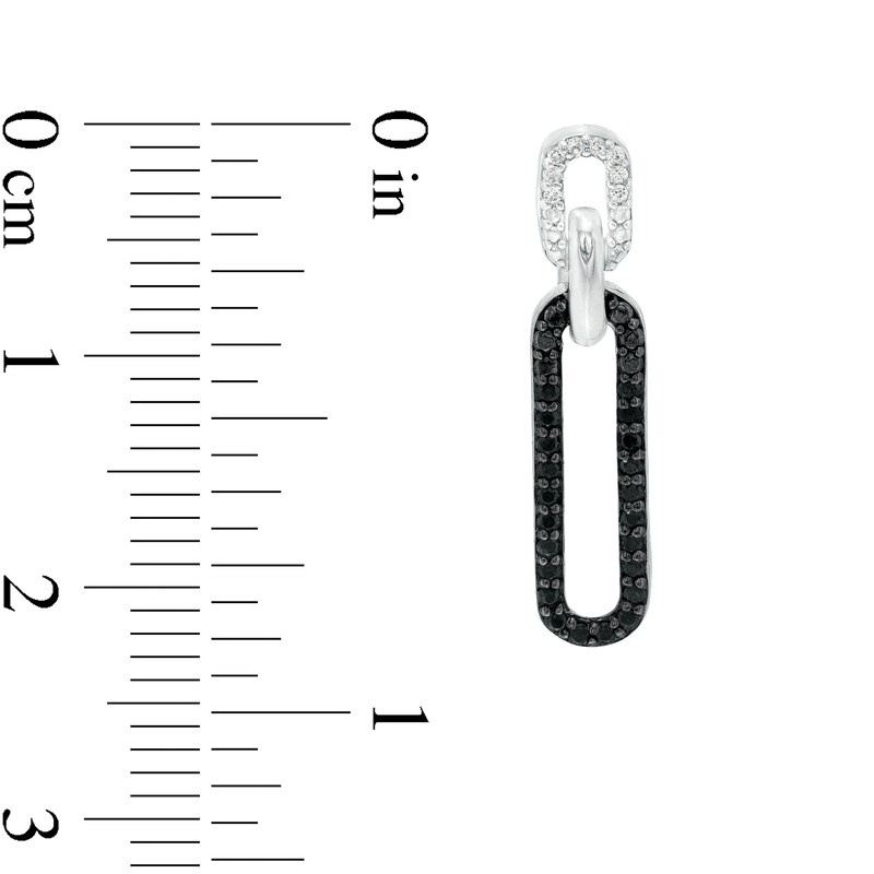 0.25 CT. T.W. Black and White Diamond Paper Clip Link Drop Earrings in Sterling Silver