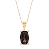 Thumbnail Image 0 of Cushion-Cut Smoky Quartz Solitaire Pendant in 10K Gold