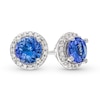 Thumbnail Image 1 of 5.0mm Tanzanite and 0.11 CT. T.W. Diamond Frame Stud Earrings in 10K White Gold