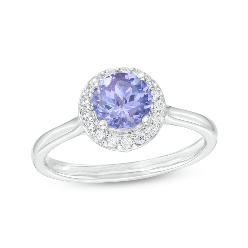 6.0mm Tanzanite and 0.15 CT. T.W. Diamond Frame Ring in 10K White Gold