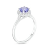 Thumbnail Image 2 of 6.0mm Tanzanite and 0.15 CT. T.W. Diamond Frame Ring in 10K White Gold