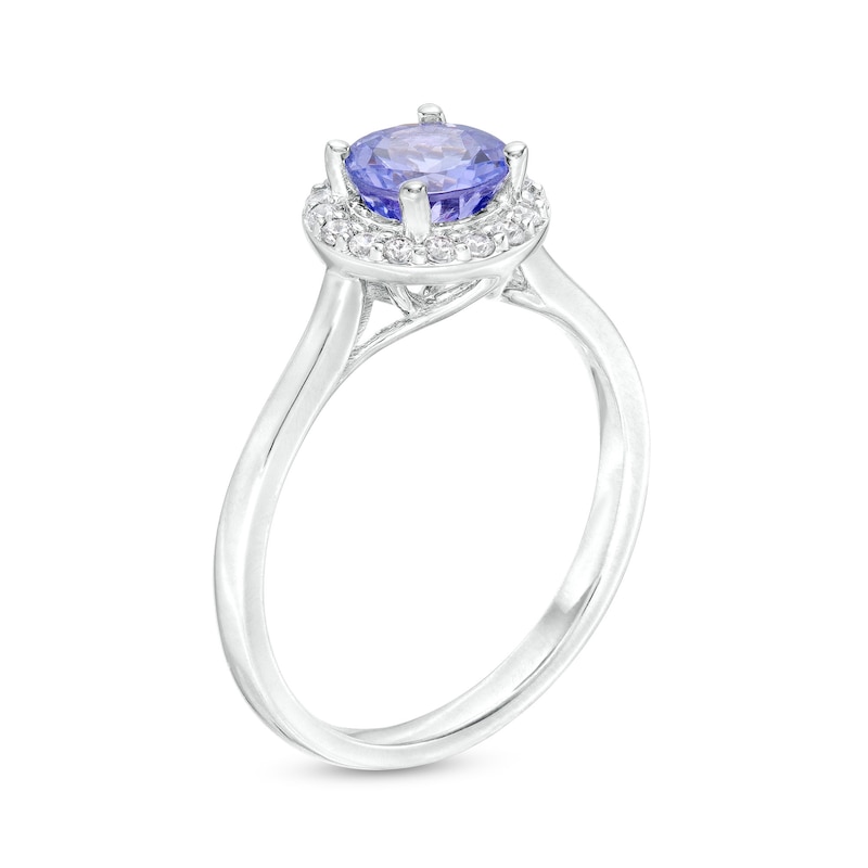 6.0mm Tanzanite and 0.15 CT. T.W. Diamond Frame Ring in 10K White Gold