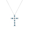 Thumbnail Image 0 of 0.58 CT. T.W. Blue and White Diamond Alternating Cross Pendant in Sterling Silver - 16"