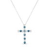 Thumbnail Image 1 of 0.58 CT. T.W. Blue and White Diamond Alternating Cross Pendant in Sterling Silver - 16"