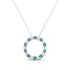 0.70 CT. T.W. Blue and White Diamond Alternating Open Circle Pendant in Sterling Silver - 16"