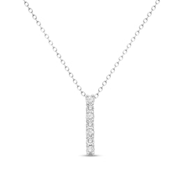 0.31 CT. T.W. Diamond Vertical Bar Pendant in Sterling Silver - 16&quot;