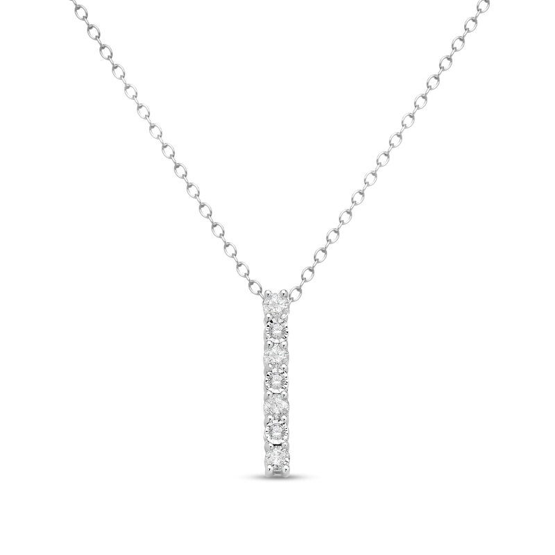 Main Image 1 of 0.31 CT. T.W. Diamond Vertical Bar Pendant in Sterling Silver - 16"