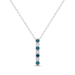 0.31 CT. T.W. Blue and White Diamond Alternating Bar Pendant in Sterling Silver - 16"