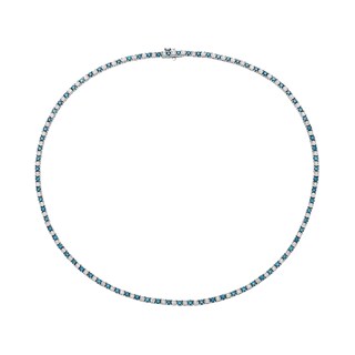 6.72 CT. T.W. Blue and White Diamond Alternating Tennis Necklace in Sterling Silver