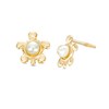 Child's Button Freshwater Cultured Pearl Turtle Stud Earrings in 14K Gold