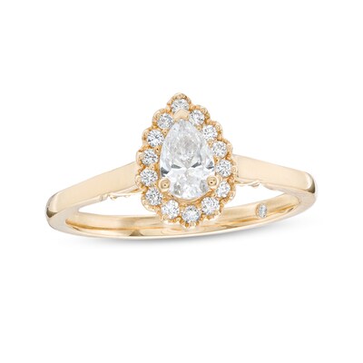 Emmy London 0.60 CT. T.W. Certified Pear-Shaped Diamond Frame Engagement Ring in 18K Gold (F/ VS2)