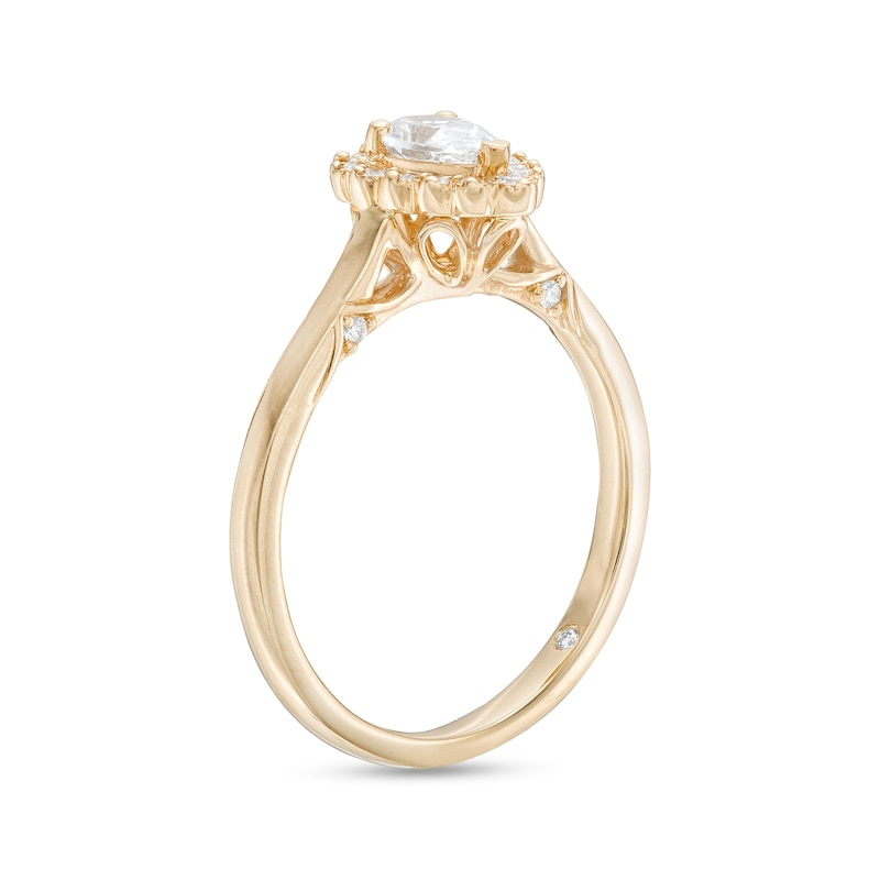 Emmy London 0.60 CT. T.W. Certified Pear-Shaped Diamond Frame Engagement Ring in 18K Gold (F/ VS2)