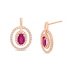 Thumbnail Image 1 of Oval Ruby and 0.25 CT. T.W. Diamond Double Open Frame Drop Earrings in 10K Rose Gold