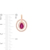 Thumbnail Image 3 of Oval Ruby and 0.25 CT. T.W. Diamond Double Open Frame Drop Earrings in 10K Rose Gold