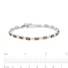 Emerald-Cut Smoky Quartz and White Lab-Created Sapphire Kite Frame Alternating Line Bracelet in Sterling Silver – 7.25"
