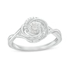 Thumbnail Image 0 of 0.04 CT. T.W. Multi-Diamond Swirl Twist Shank Promise Ring in Sterling Silver