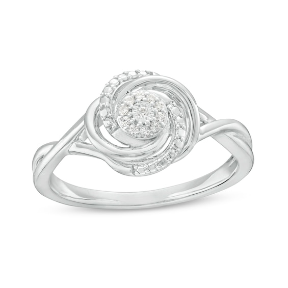 0.04 CT. T.W. Multi-Diamond Swirl Twist Shank Promise Ring in Sterling Silver