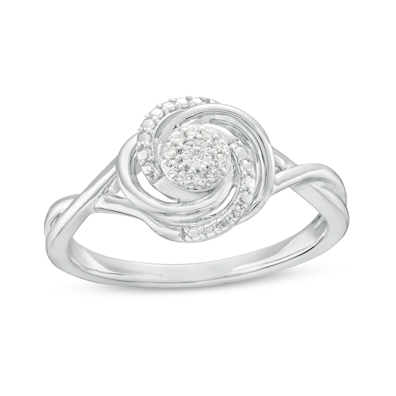 0.04 CT. T.W. Multi-Diamond Swirl Twist Shank Promise Ring in Sterling Silver|Peoples Jewellers