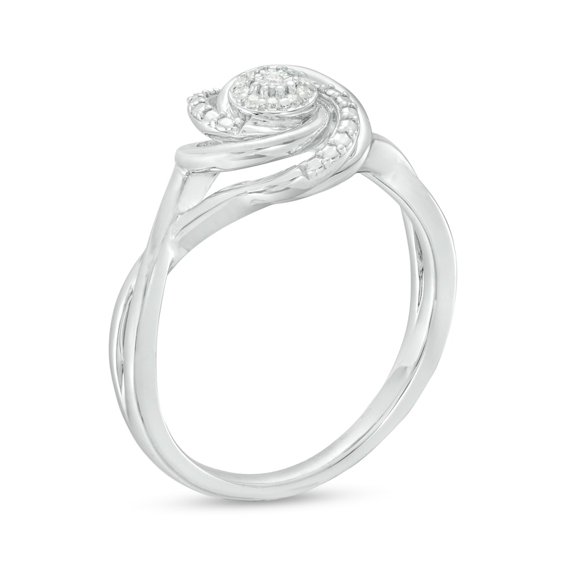 0.04 CT. T.W. Multi-Diamond Swirl Twist Shank Promise Ring in Sterling Silver