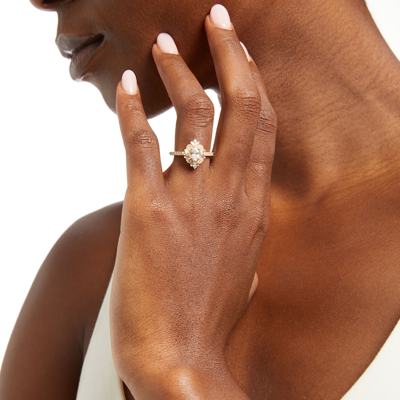 Main Image 2 of Emmy London 1.00 CT. T.W. Certified Oval Diamond Vintage-Style Engagement Ring in 18K Gold (F/ VS2)