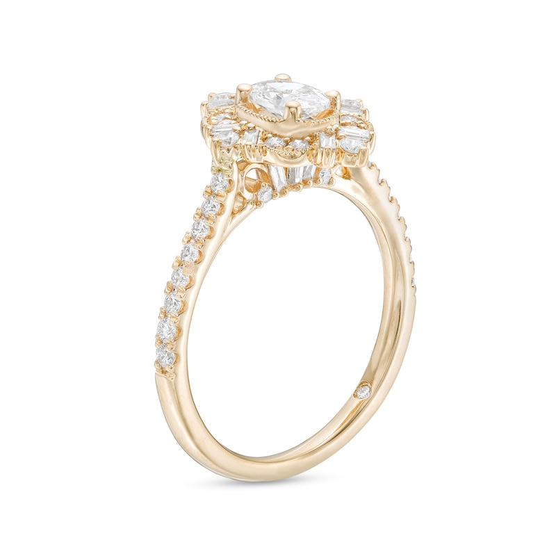 Emmy London 1.00 CT. T.W. Certified Oval Diamond Vintage-Style Engagement Ring in 18K Gold (F/ VS2)