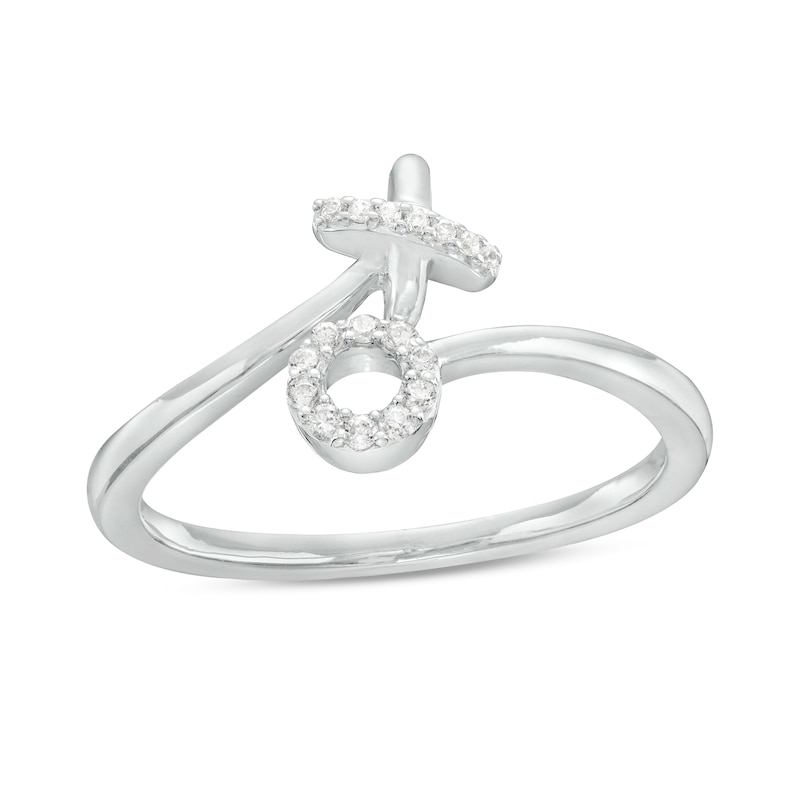 0.065 CT. T.W. Diamond "XO" Bypass Open Ring in Sterling Silver