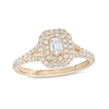Thumbnail Image 1 of Emmy London 0.80 CT. T.W. Certified Emerald-Cut Diamond Double Engagement Frame Ring in 18K Gold (F/ VS2)