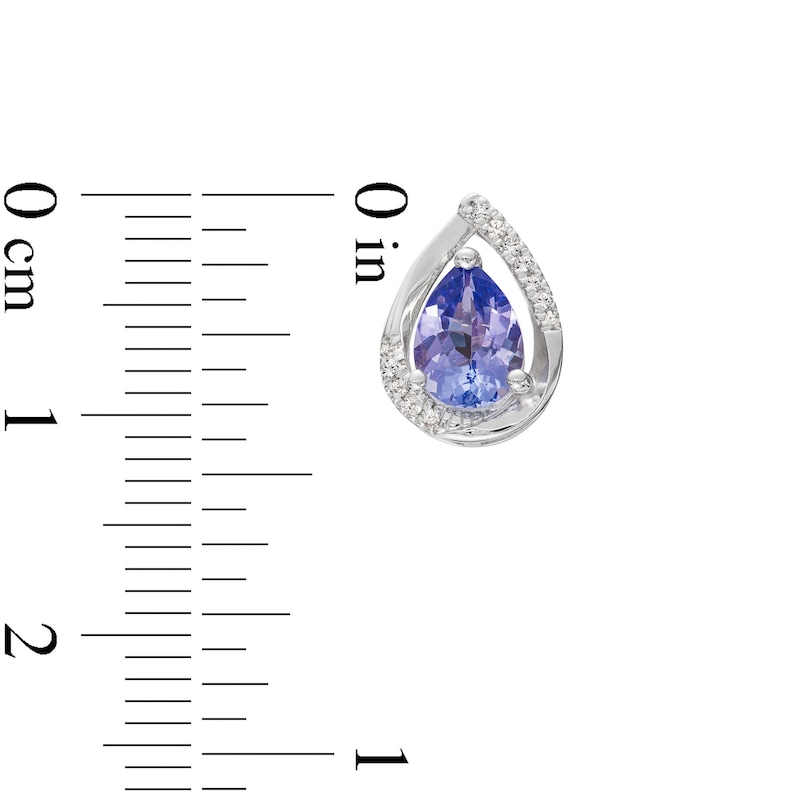 Main Image 3 of Pear-Shaped Tanzanite and 0.07 CT. T.W. Diamond Stud Earrings in Sterling Silver