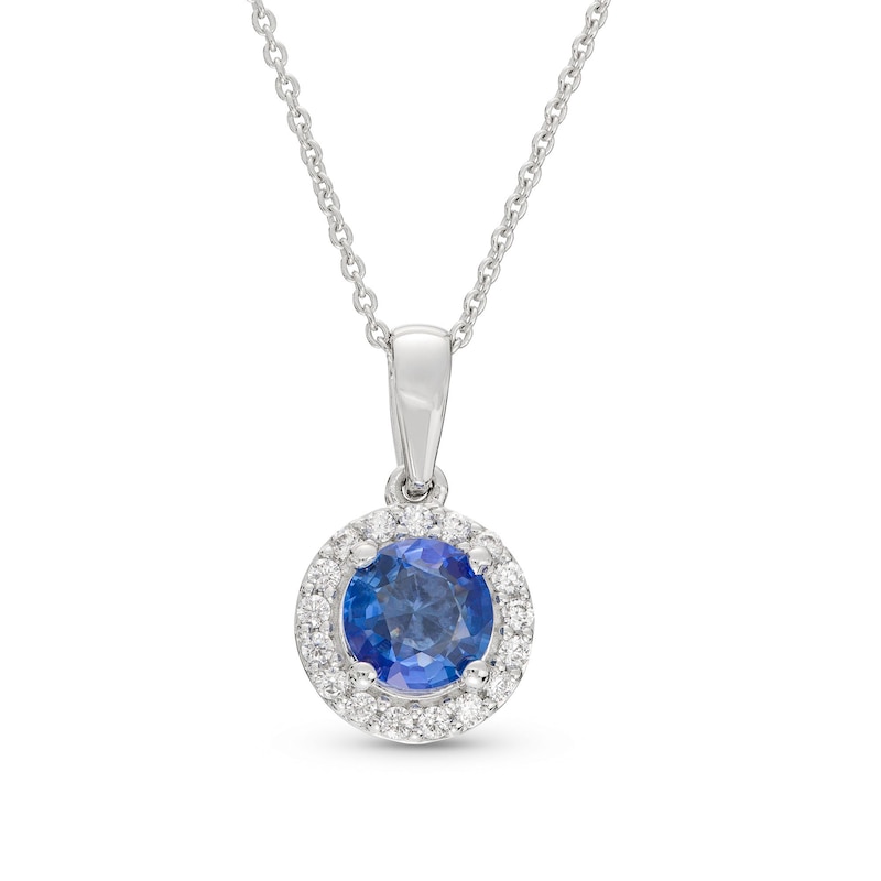 6.0mm Tanzanite and 0.15 CT. T.W. Diamond Frame Pendant in 10K White Gold