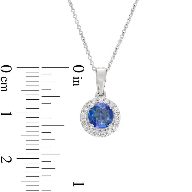 6.0mm Tanzanite and 0.15 CT. T.W. Diamond Frame Pendant in 10K White Gold