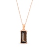 Baguette Smoky Quartz and Diamond Accent Pendant in 10K Rose Gold