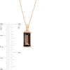 Baguette Smoky Quartz and Diamond Accent Pendant in 10K Rose Gold