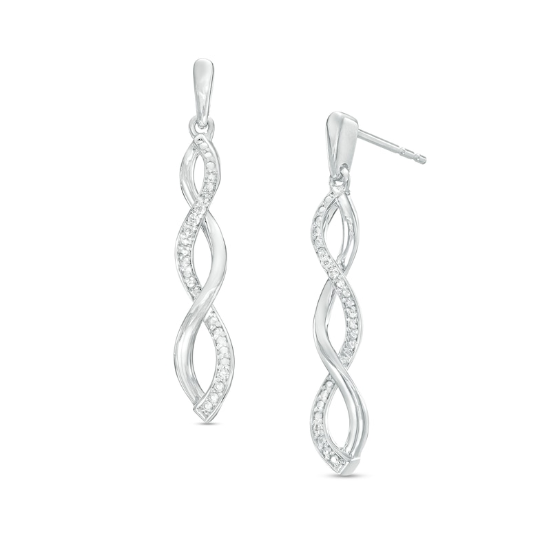 Diamond Accent Twist Drop Earrings in Sterling Silver