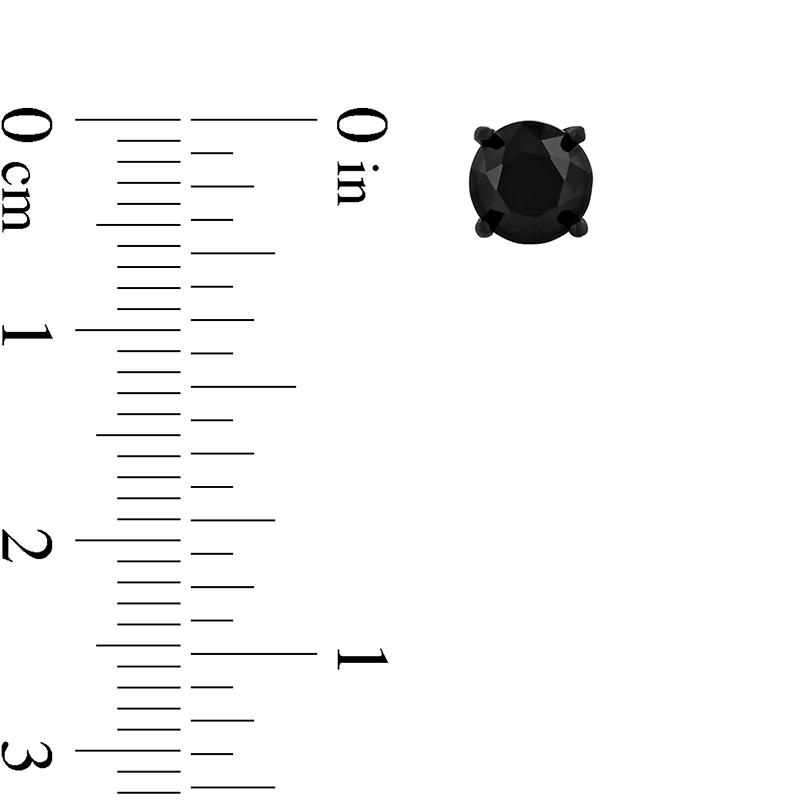 6.0mm Black Spinel Solitaire Stud Earrings in Stainless Steel with Black Ion-Plate