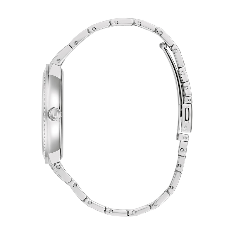 Main Image 5 of Men's Bulova Crystal Accent Watch with Black Dial and Cross Pendant Box Set (Model: 96K110)
