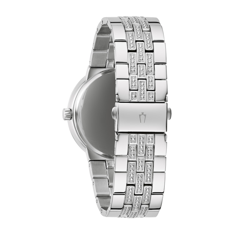 Main Image 6 of Men's Bulova Crystal Accent Watch with Black Dial and Cross Pendant Box Set (Model: 96K110)
