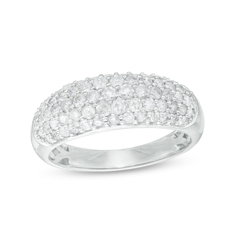 Main Image 1 of 0.95 CT. T.W. Diamond Multi-Row Oblong Band in 10K White Gold