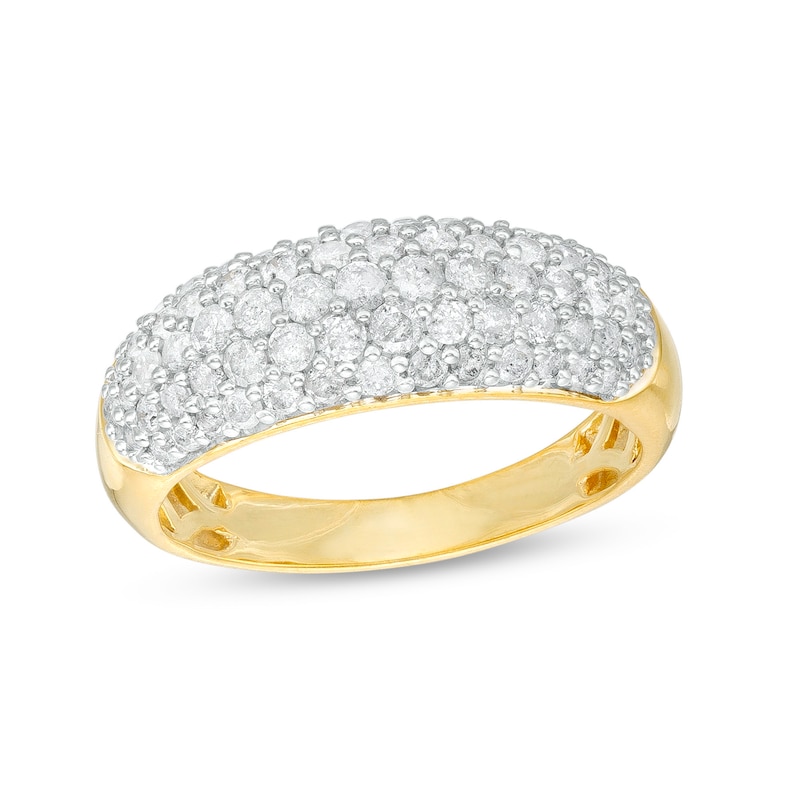 0.95 CT. T.W. Diamond Multi-Row Oblong Band in 10K Gold