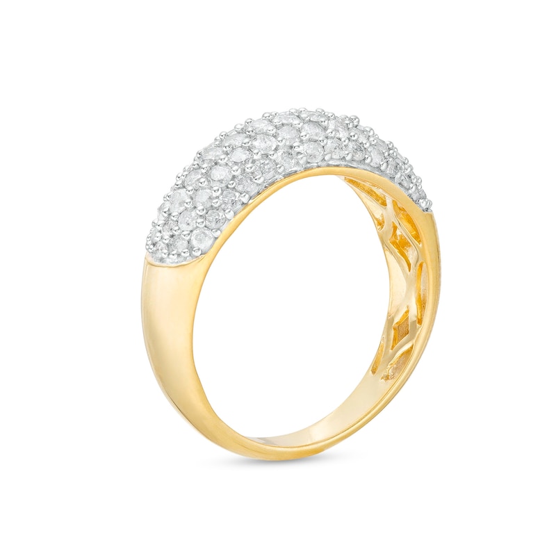 Main Image 3 of 0.95 CT. T.W. Diamond Multi-Row Oblong Band in 10K Gold