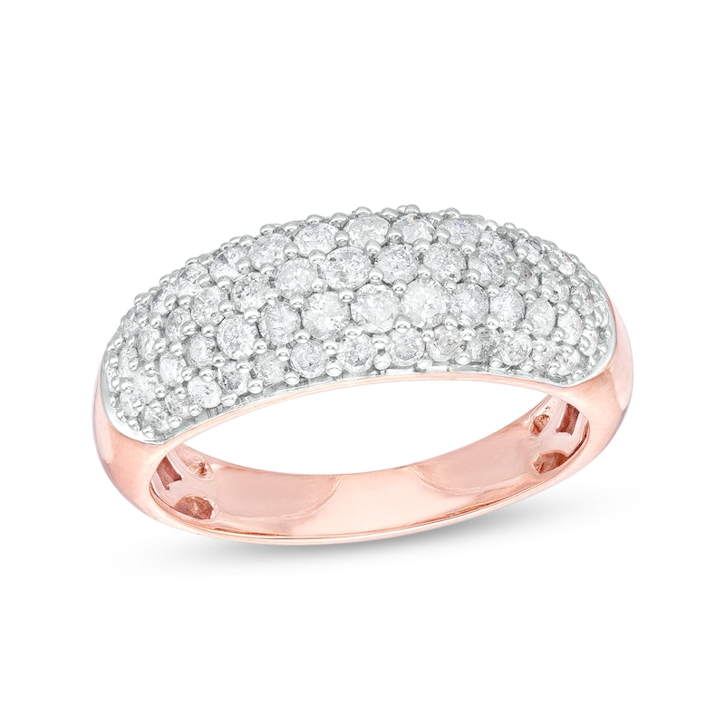 0.95 CT. T.W. Diamond Multi-Row Oblong Band in 10K Rose Gold