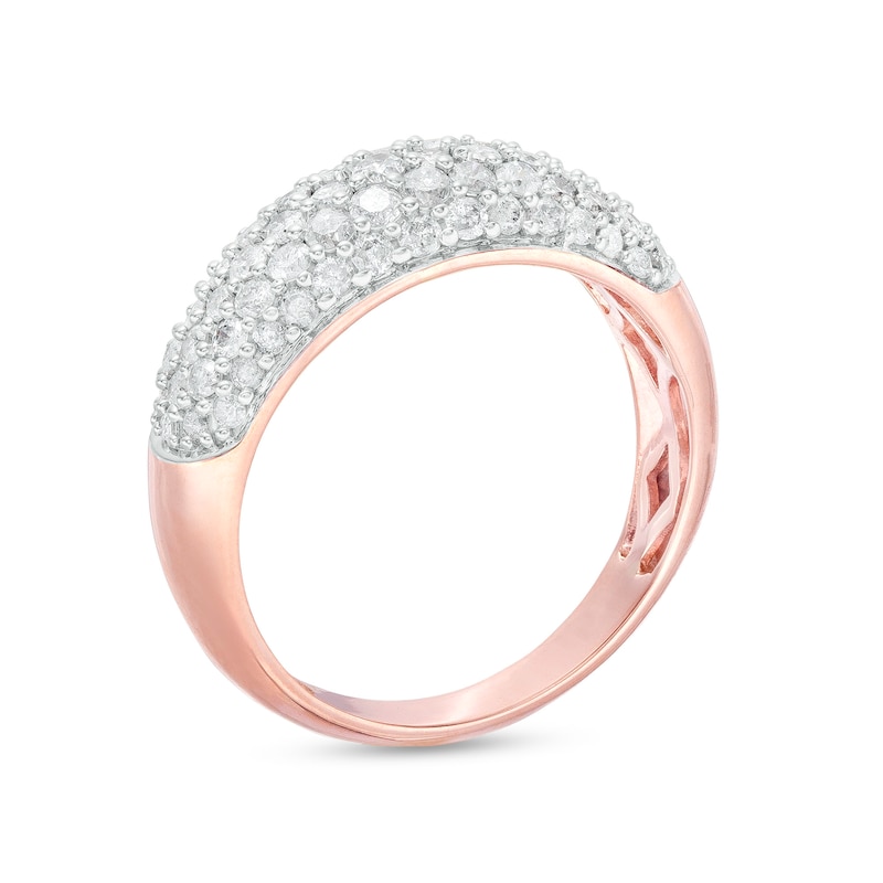0.95 CT. T.W. Diamond Multi-Row Oblong Band in 10K Rose Gold