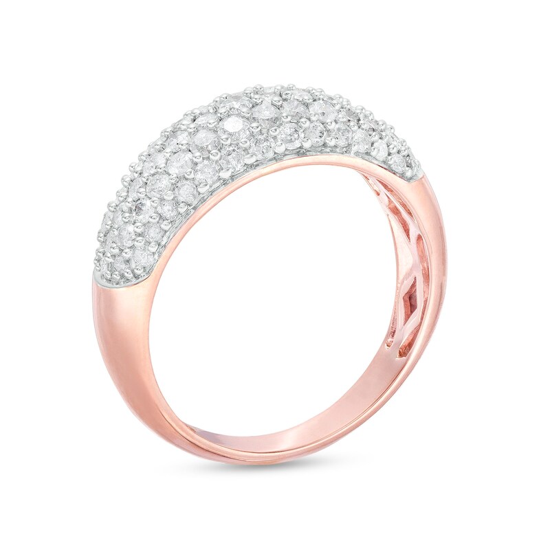 0.95 CT. T.W. Diamond Multi-Row Oblong Band in 10K Rose Gold