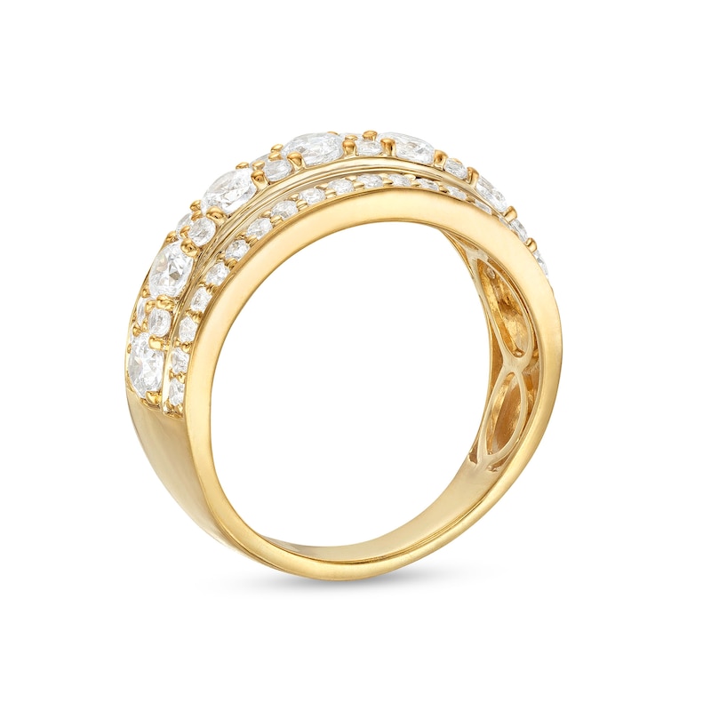 1.45 CT. T.W. Diamond Alternating Multi-Row Band in 10K Gold