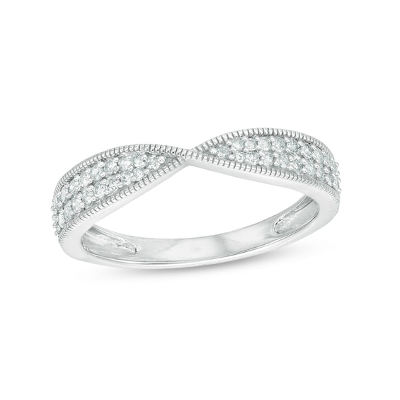 0.23 CT. T.W. Diamond Multi-Row Twist Shank Band in 10K Gold