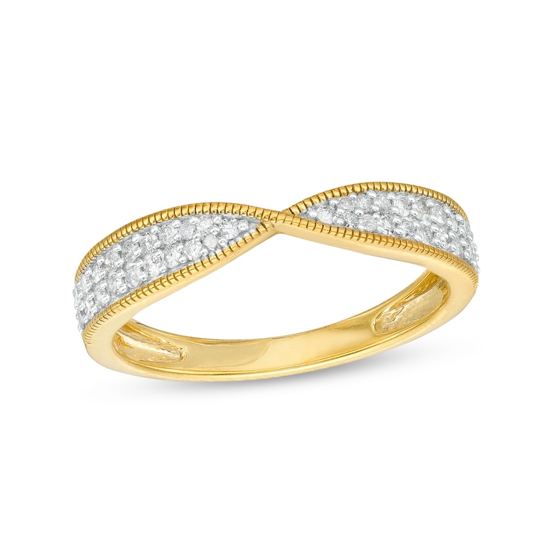 0.23 CT. T.W. Diamond Multi-Row Twist Shank Band in 10K Gold